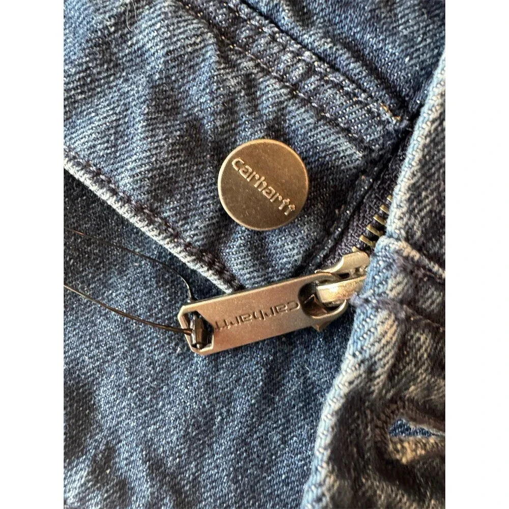 CUTE Carhartt Men's Relaxed Fit Sherpa-Lined Denim Jacket Blue Full Zip Size S - Picture 14 of 15